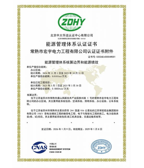 能源管理体系认证证书